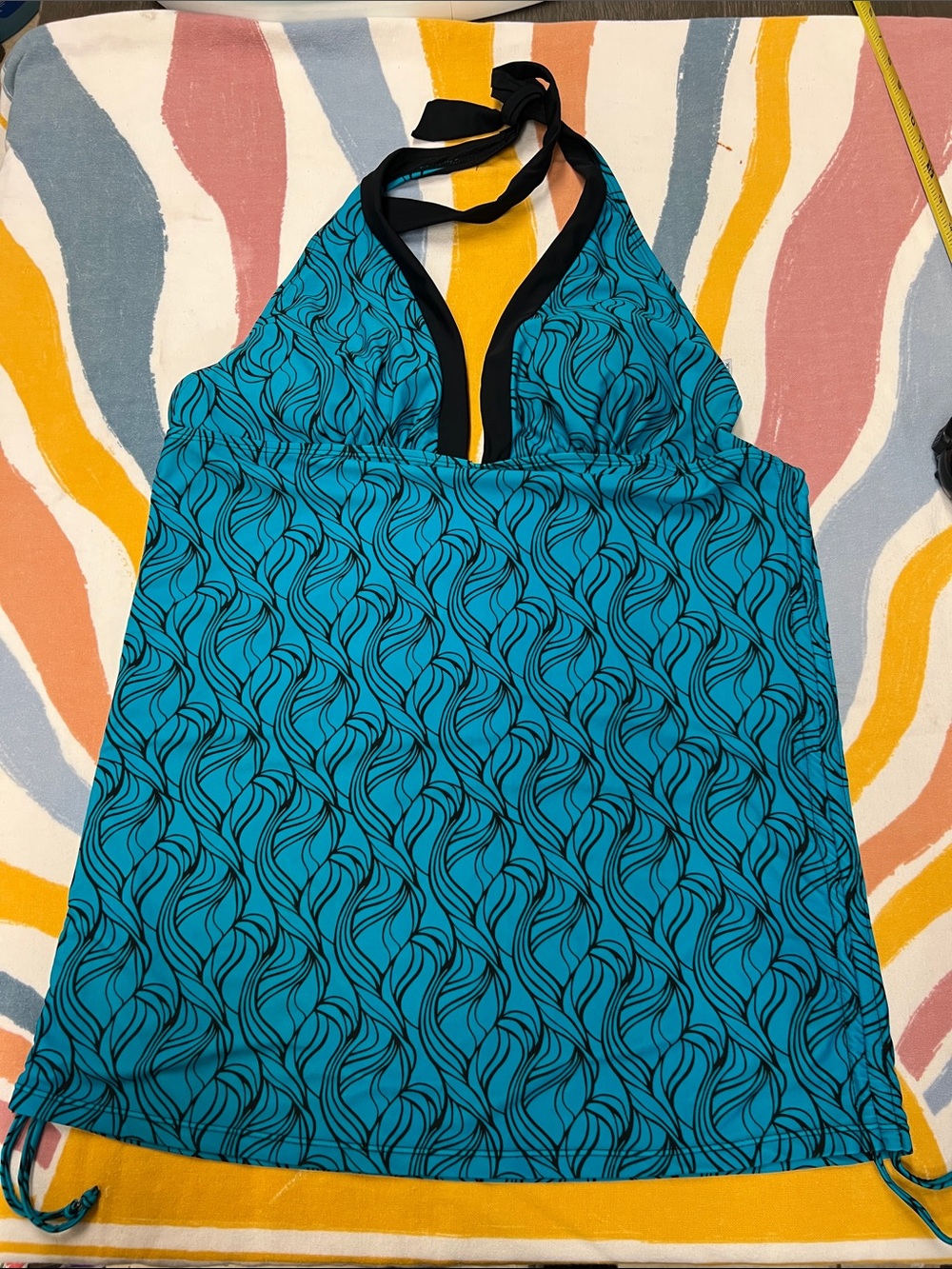 Teal Halter Swim Coverup with Black Trim P6.5